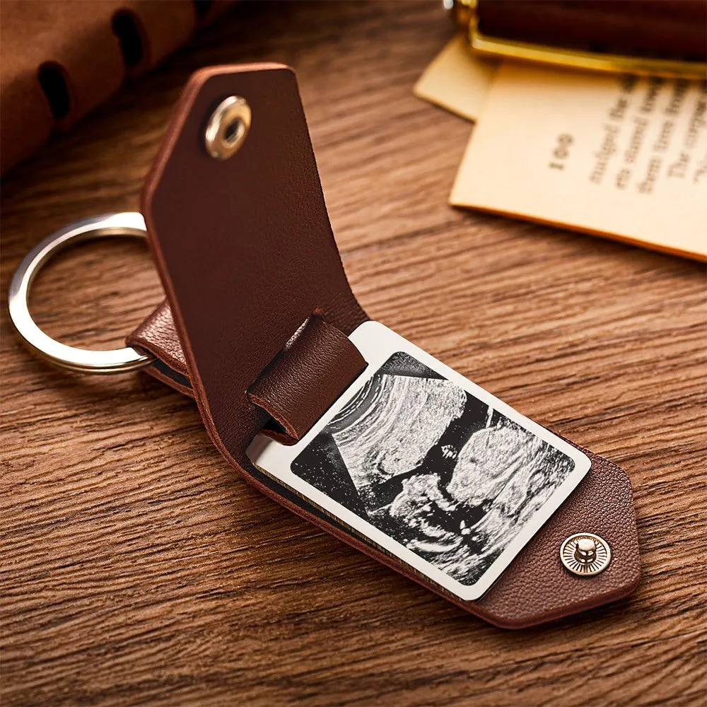 Custom Photo Keychain Leather Keychain Gifts for New Dad