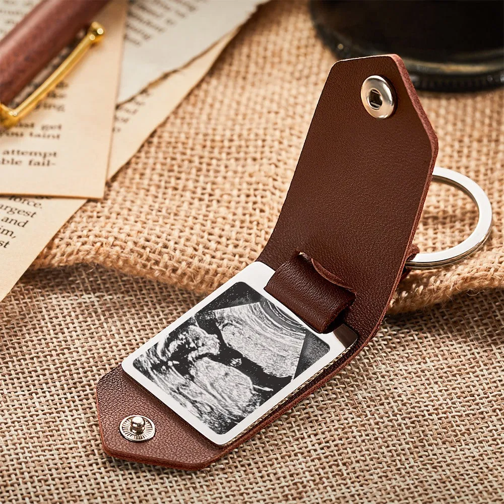 Custom Photo Keychain Leather Keychain Gifts for New Dad