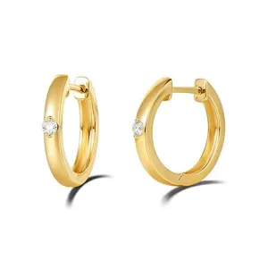 Dainty Diamond 14K Yellow Gold Hoop Earrings