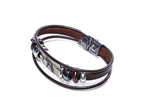 Electomania Zodiac Star Sign Wristband Handmade Black Leather