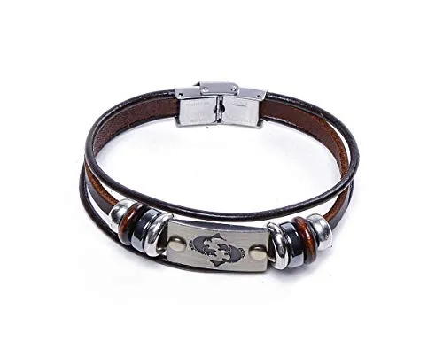 Electomania Zodiac Star Sign Wristband Handmade Black Leather