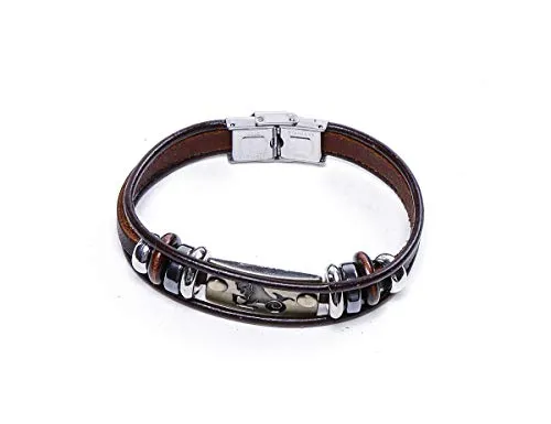 Electomania Zodiac Star Sign Wristband Handmade Black Leather