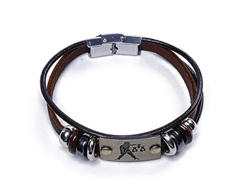 Electomania Zodiac Star Sign Wristband Handmade Black Leather