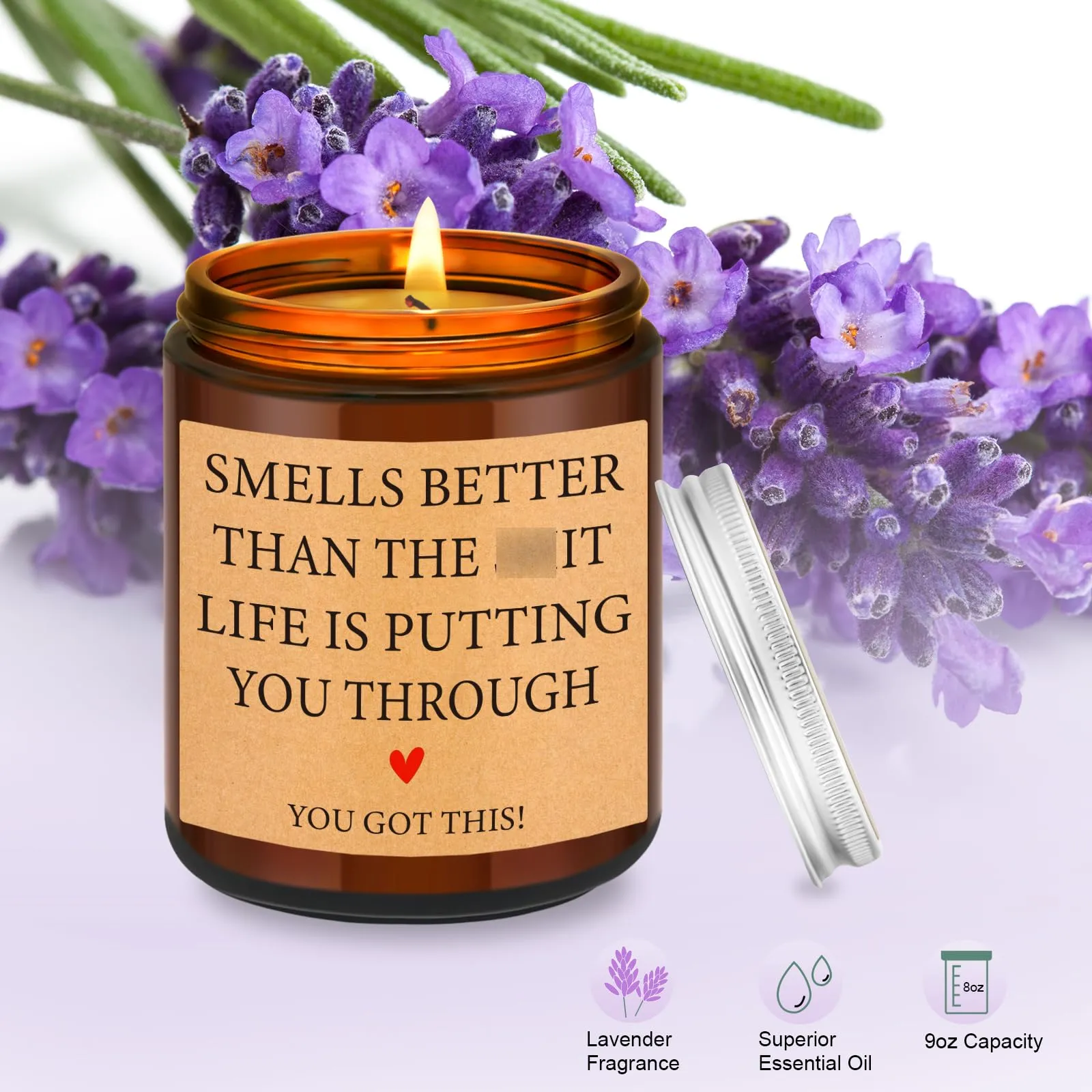 Encouragement Gifts for Women - Feel Better, Get Well Soon Gifts, Surgery Recovery Gifts for Women Friends, Warrior Gifts - Sympathy Gifts for Loss of Loved One - Divorce Gifts - Candle