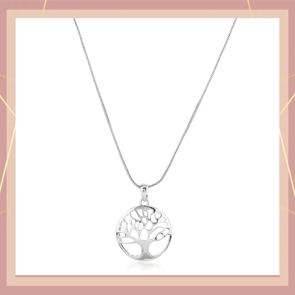 Estele - Tree of Life Silver Plated Pendant for Women / Girls