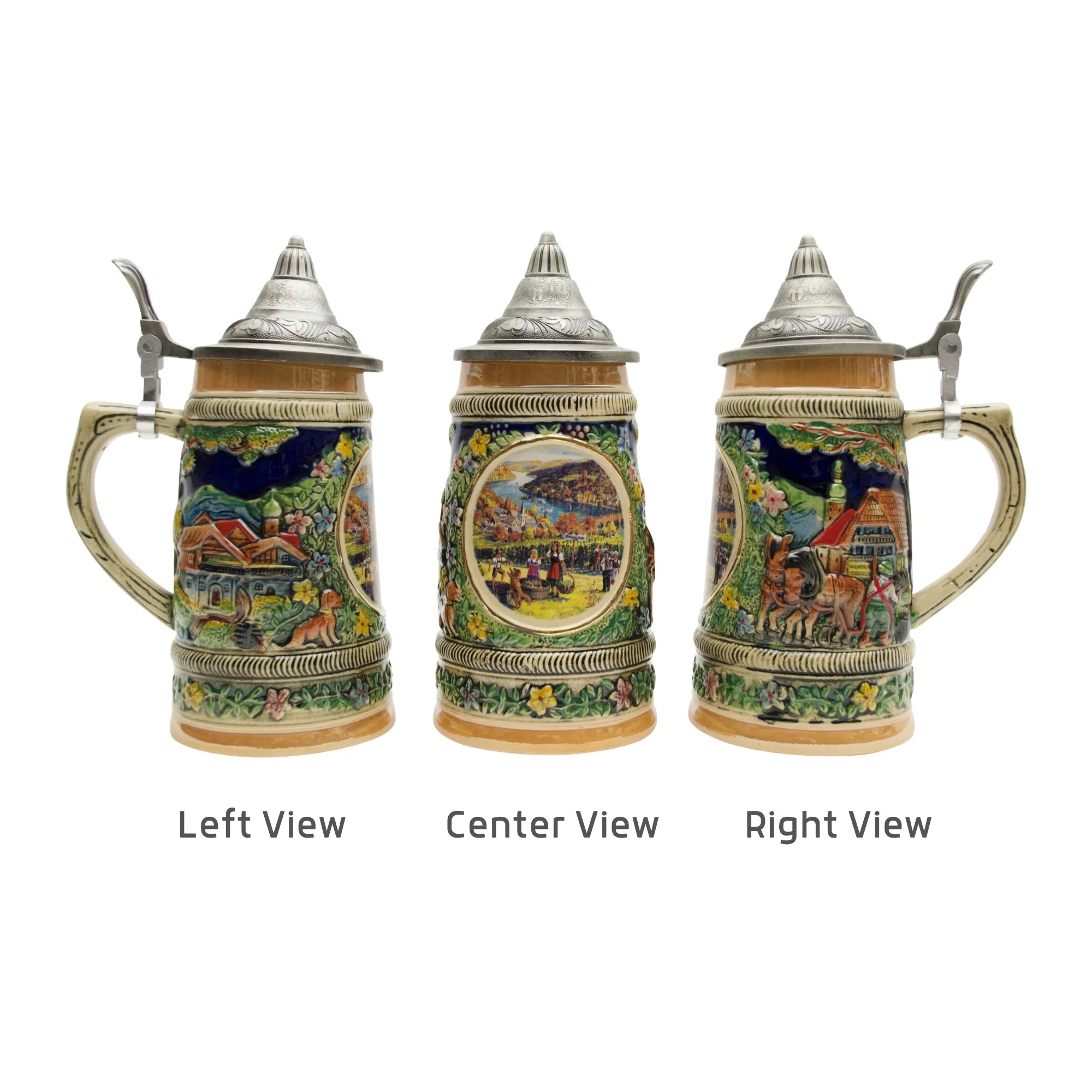 Fall in German Beer Stein .55 Liter with Metal Lid