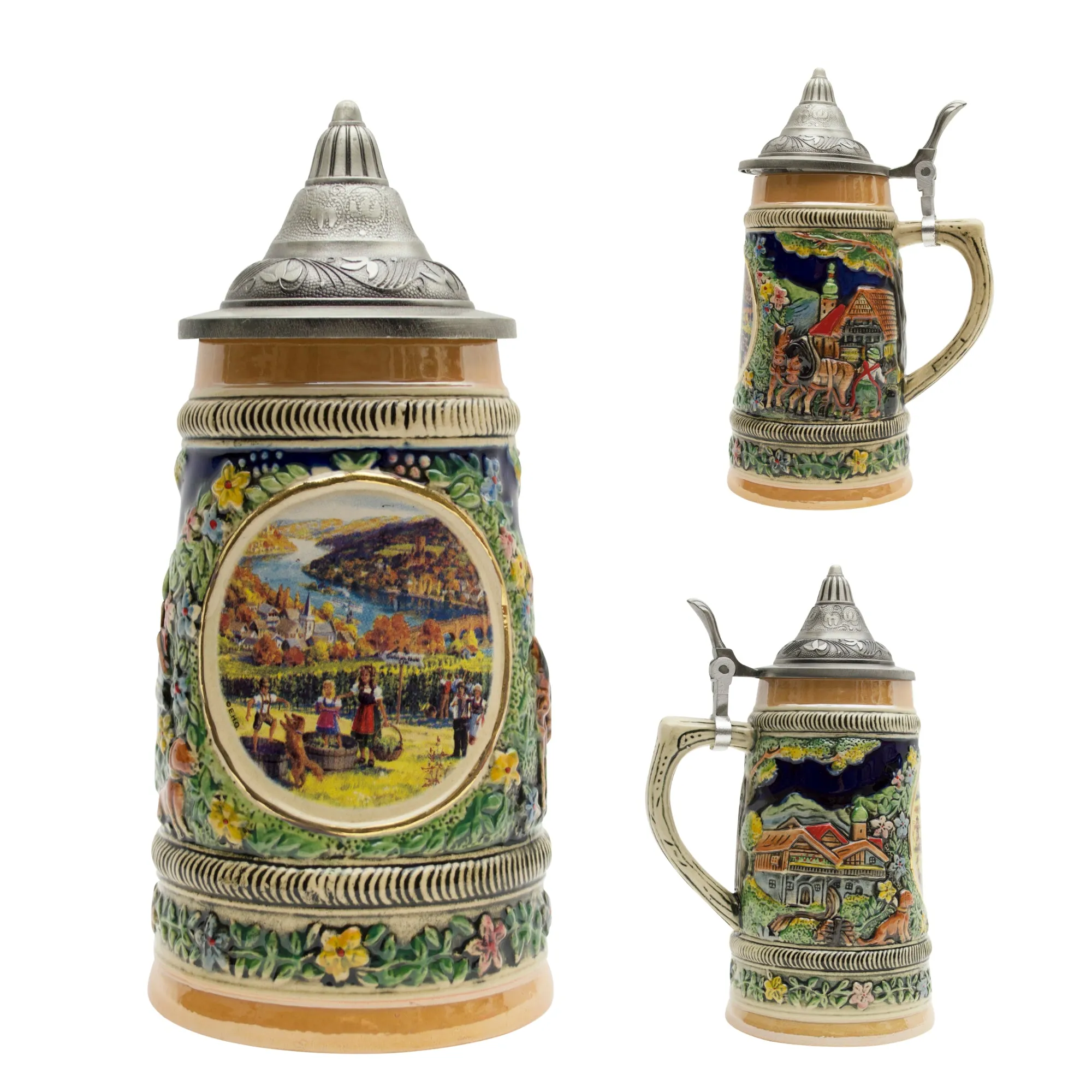 Fall in German Beer Stein .55 Liter with Metal Lid