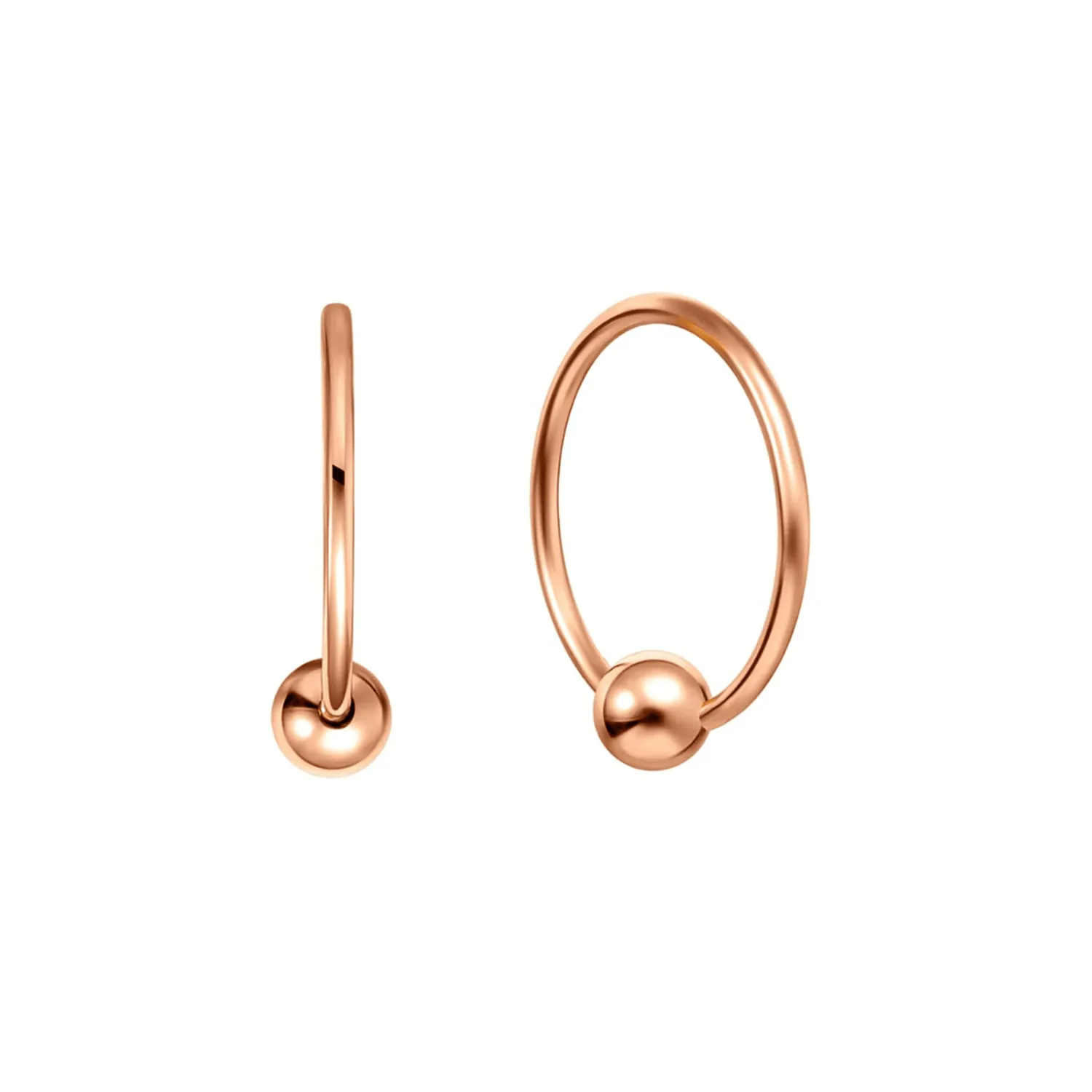 FANCIME Minimalist Ball 18k Rose Gold Hoop Earrings