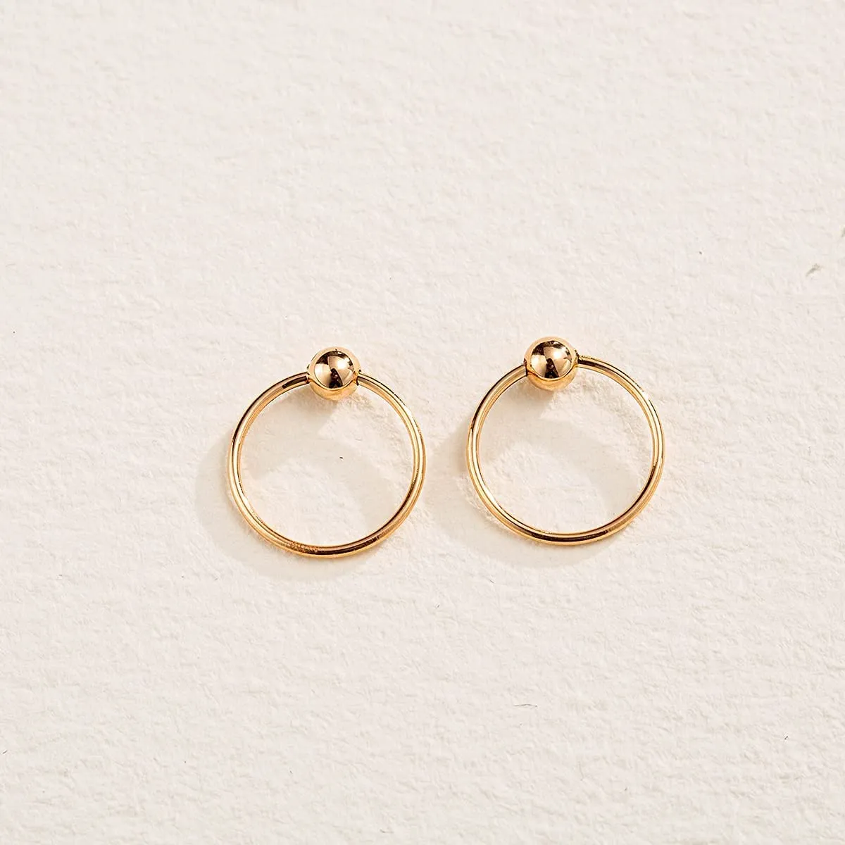 FANCIME Minimalist Ball 18k Rose Gold Hoop Earrings