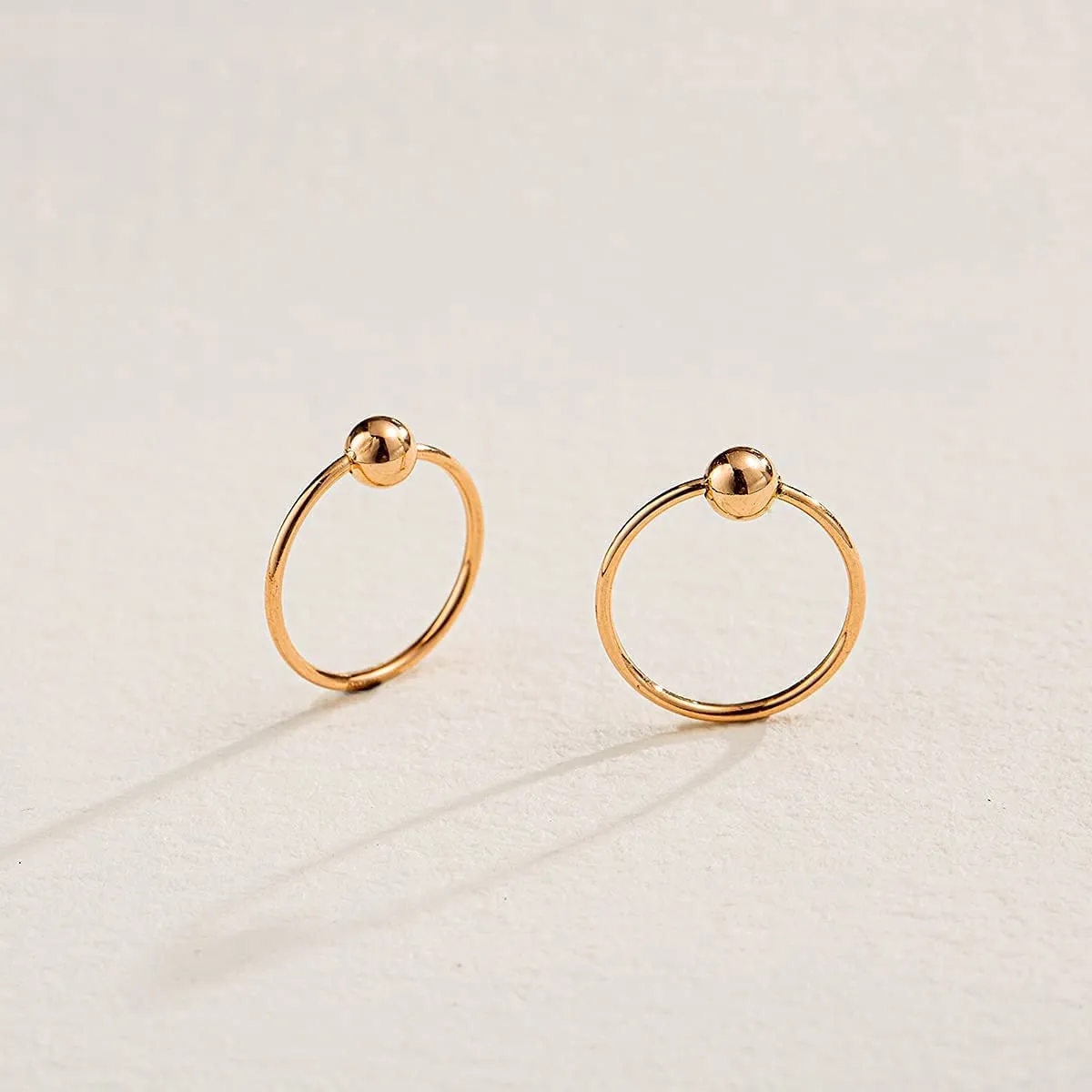 FANCIME Minimalist Ball 18k Rose Gold Hoop Earrings