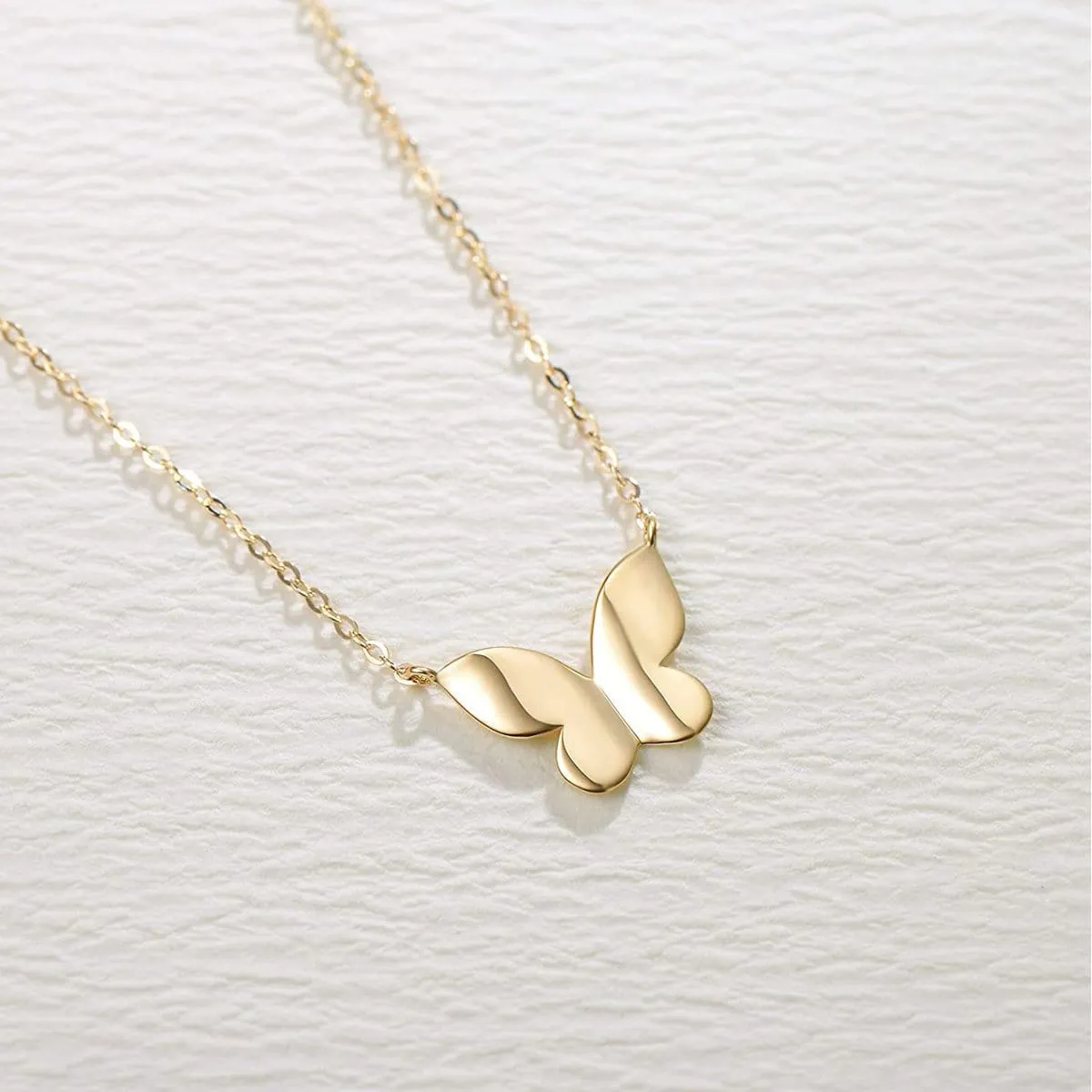 FANCIME "Dreamy Butterfly" 14K Yellow Gold Necklace