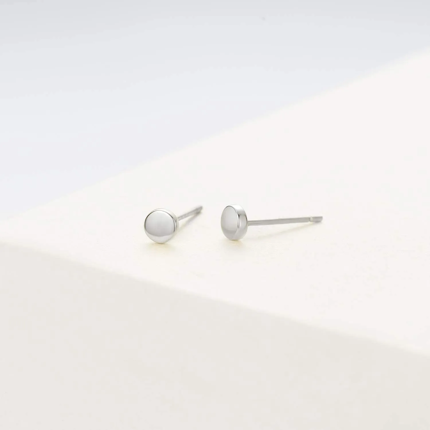 FANCIME Tiny Dot 14K Solid White Gold Studs Earrings