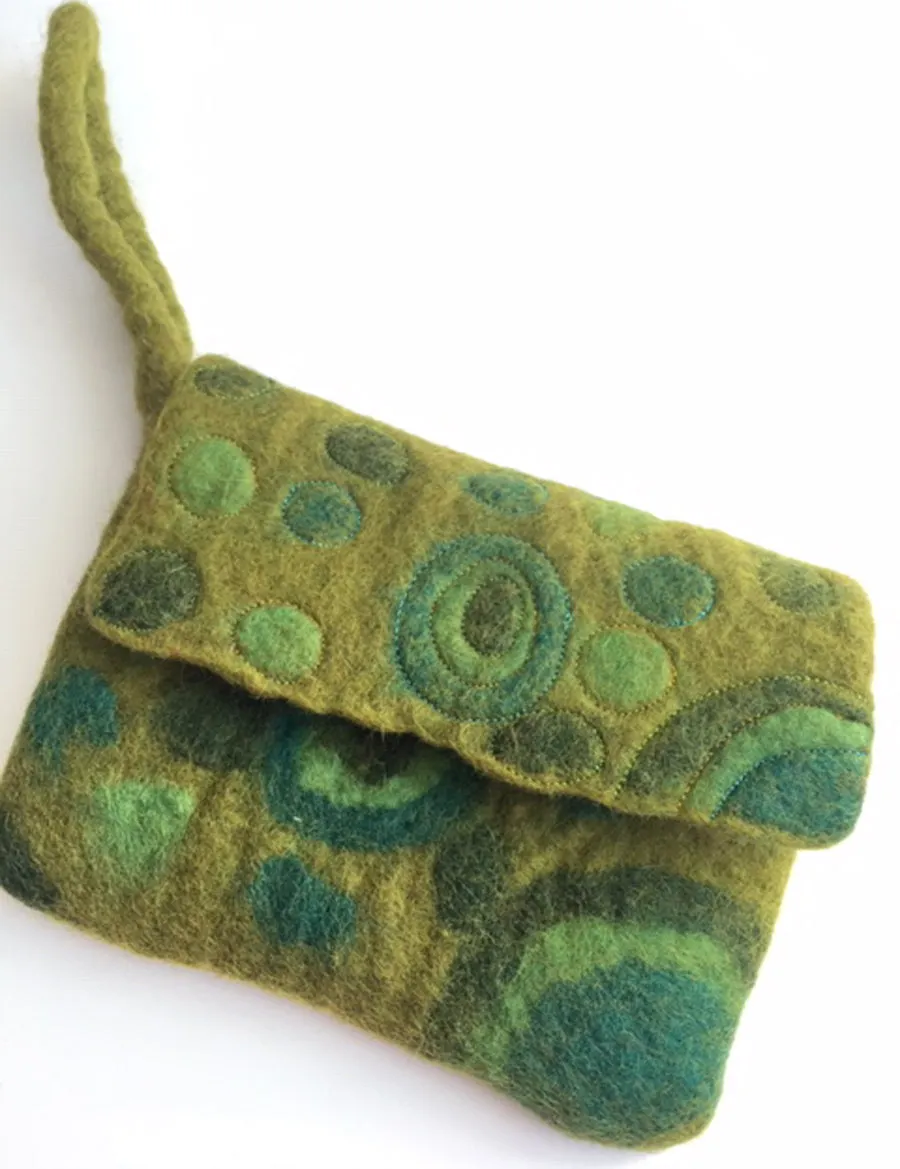 Galaxy Nuno Felted Wool Wristlet Purses One-Of-A-Kind