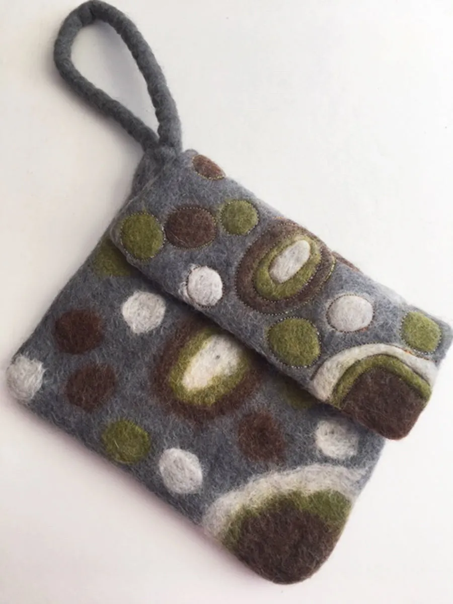 Galaxy Nuno Felted Wool Wristlet Purses One-Of-A-Kind