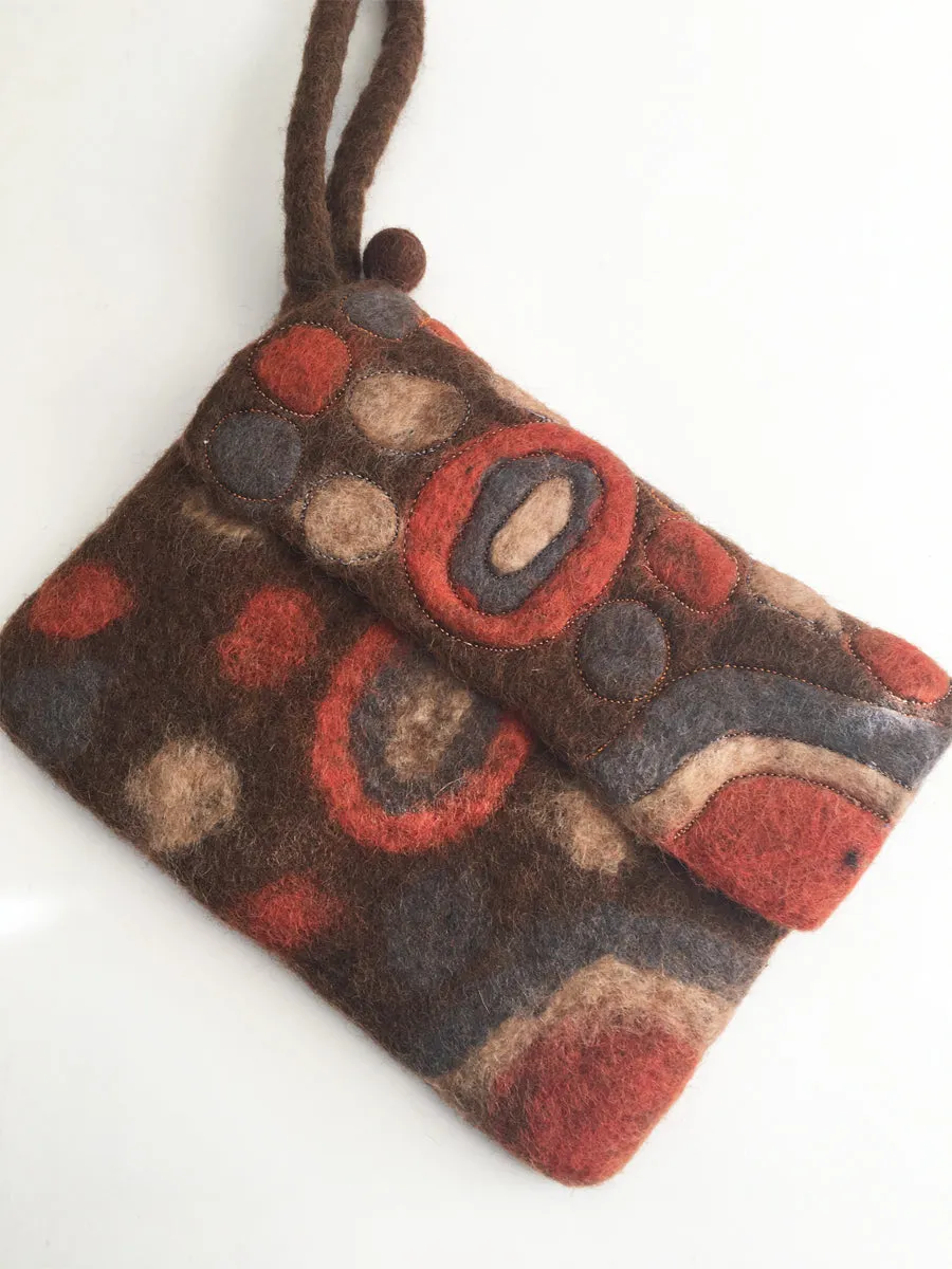 Galaxy Nuno Felted Wool Wristlet Purses One-Of-A-Kind