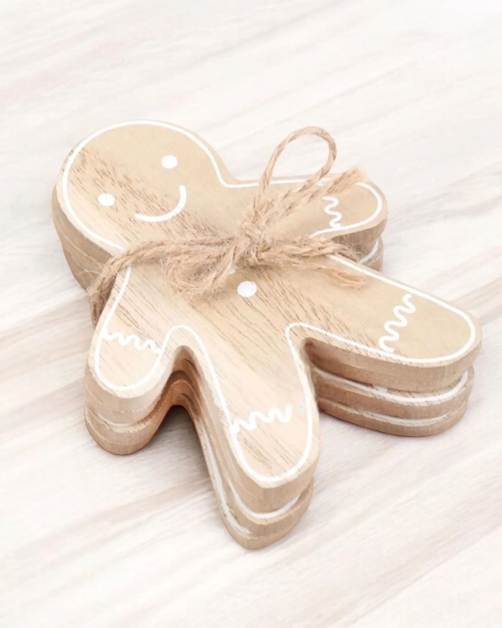 Gingerbread Man Wooden Coasters - Set of Four