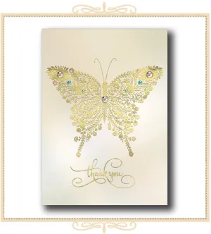 Golden Butterfly 5" x 7" THANK YOU CARD