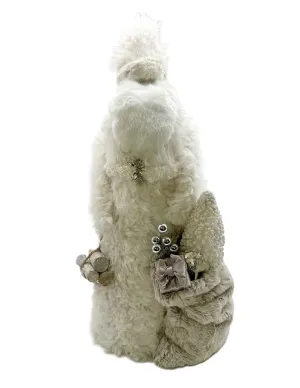 Grand Santa with Gifts & Logs - Extra Large, Shaggy Ivory Fur