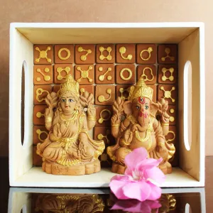 Hancrafted Terracotta Laxmi & Ganpati Idol- Small(S)