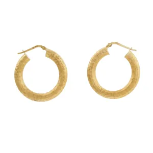 Hand-Hammered 14k Gold Tube Hoop Earrings