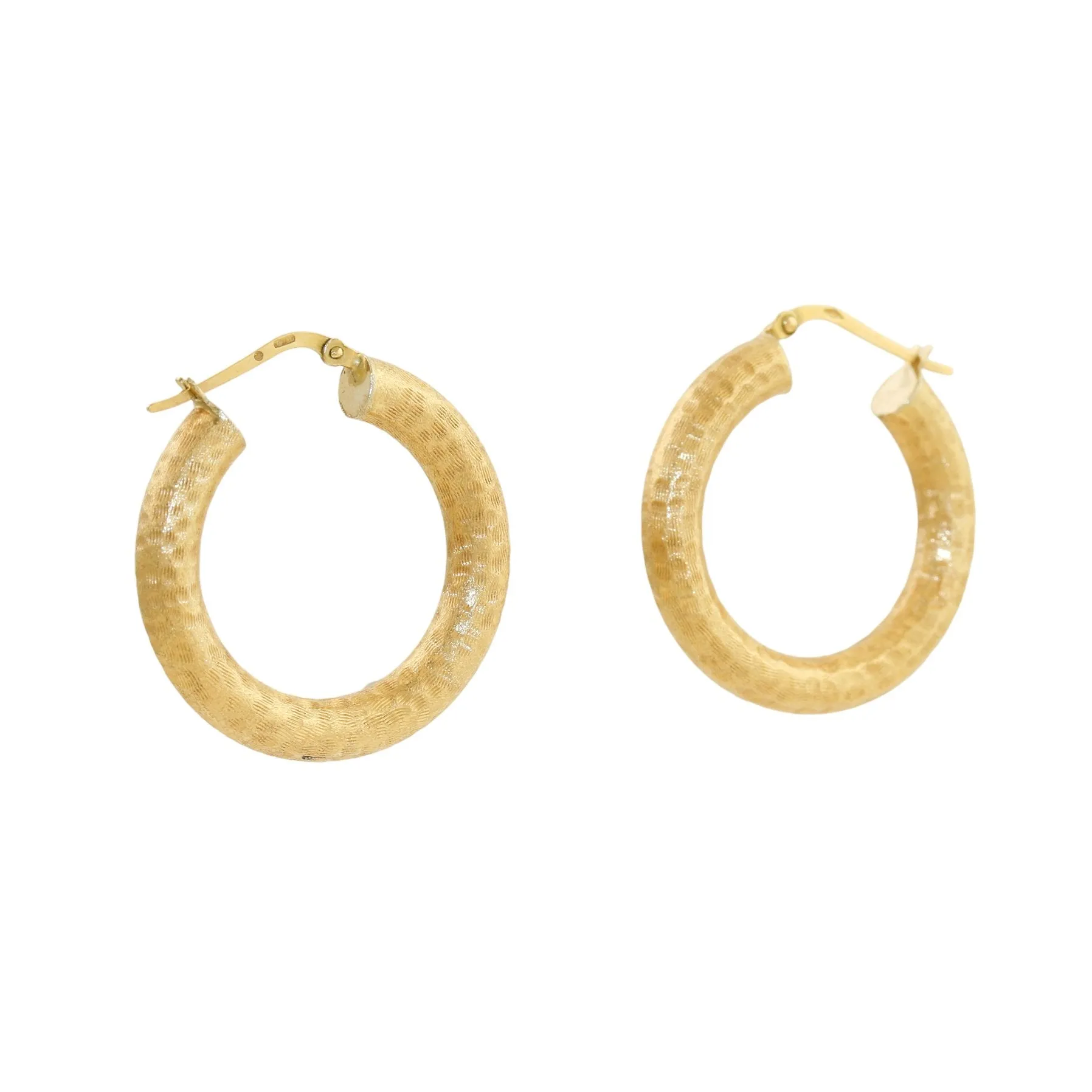 Hand-Hammered 14k Gold Tube Hoop Earrings