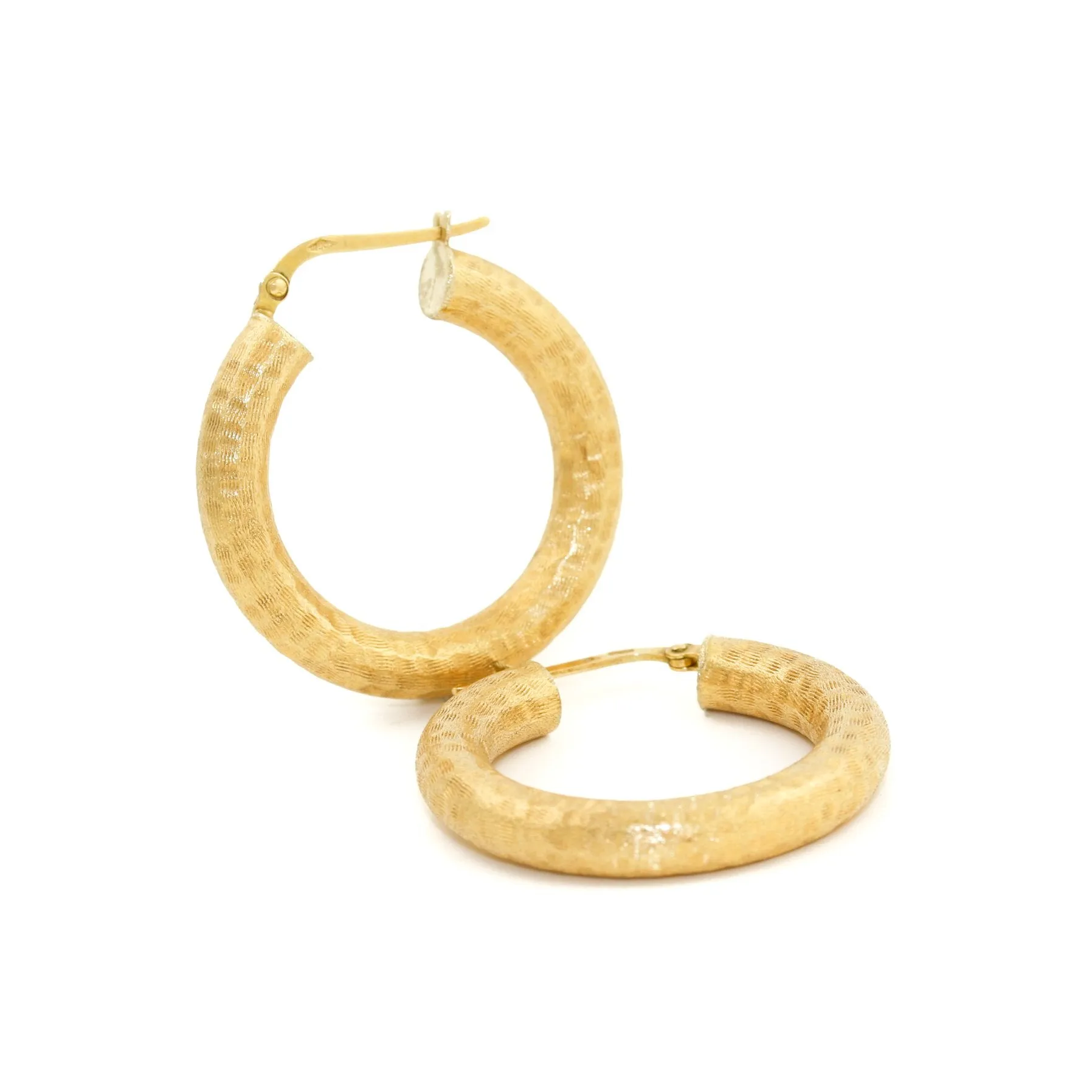 Hand-Hammered 14k Gold Tube Hoop Earrings