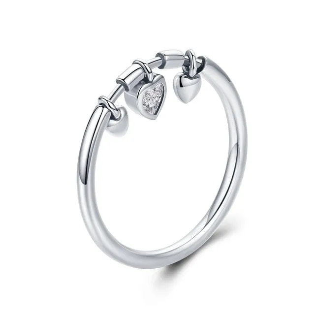 Heart-shape Tiny Pendant Finger Rings for Women