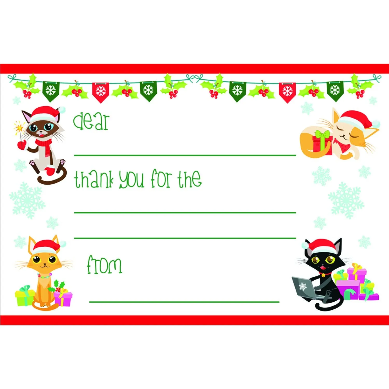 Holiday Cats - Kid's Christmas Thank You Postcards