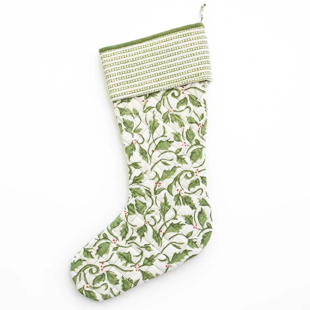 Holly Berry Quilted Stocking