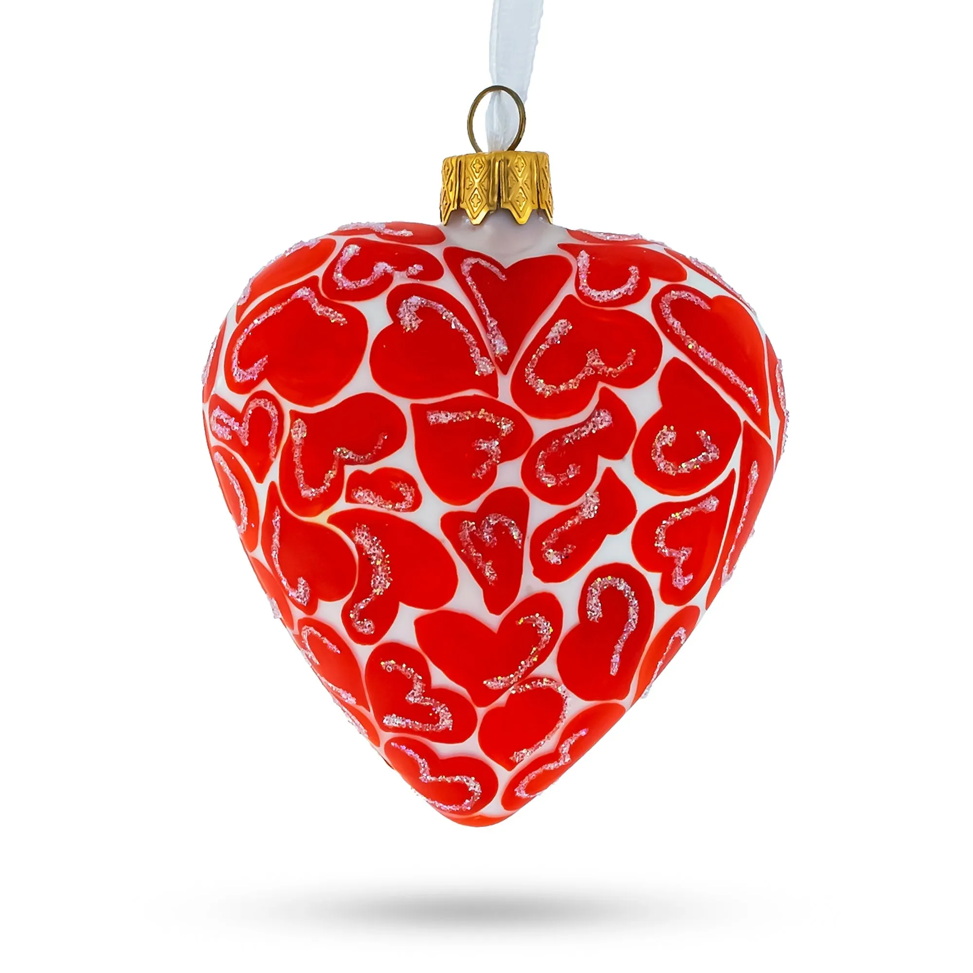 I Love You Glass Heart Christmas Ornament