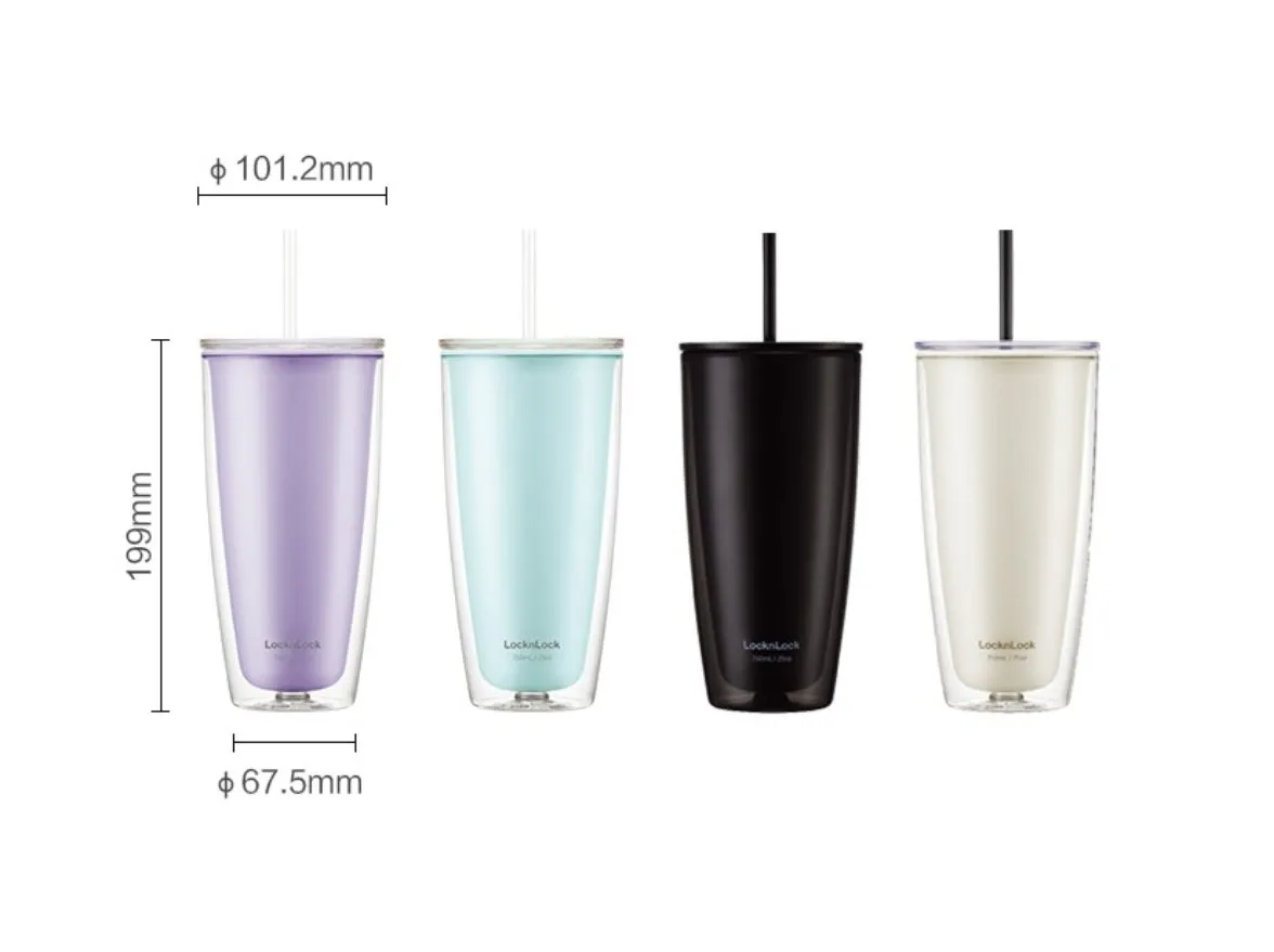 Ice Master 750ml Black Double Straw Cup