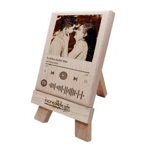 Incredible Gifts India Wooden Personalized Spotify Photo Frame for Couple or Friends (5x4 in, Wood), Tabletop