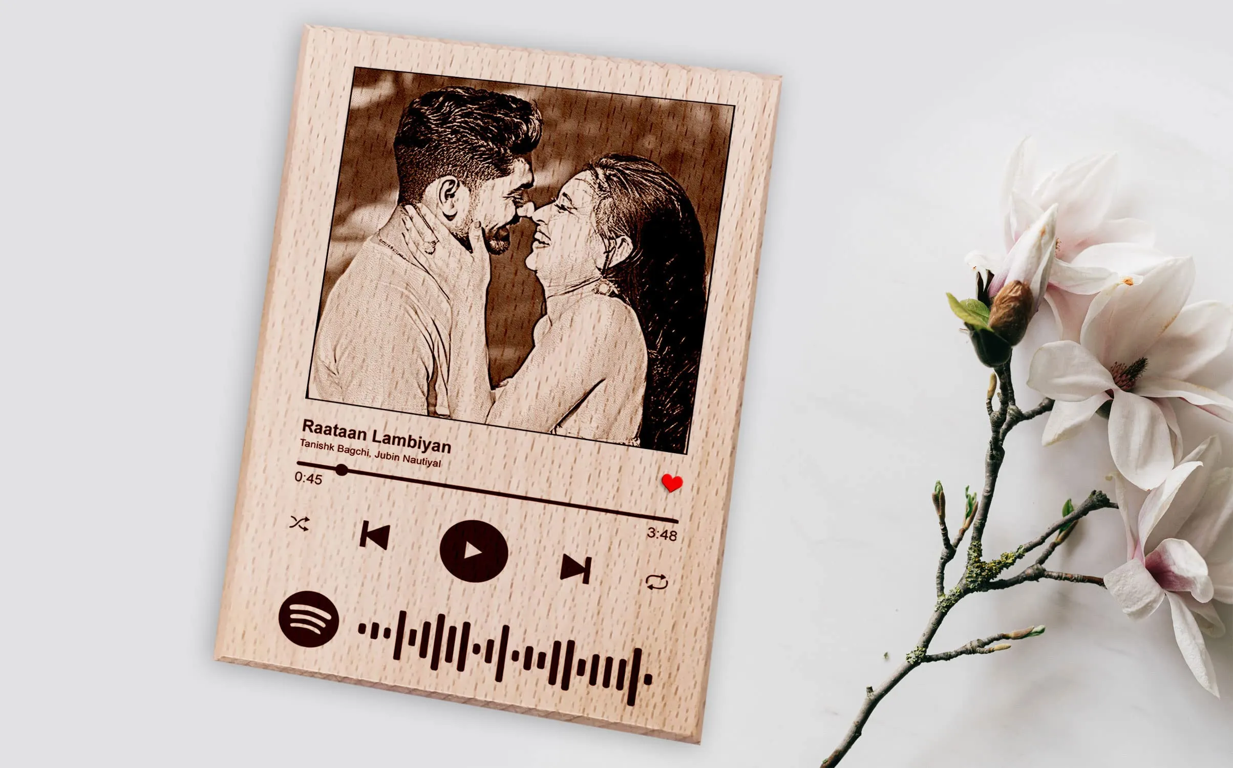 Incredible Gifts India Wooden Personalized Spotify Photo Frame for Couple or Friends (5x4 in, Wood), Tabletop