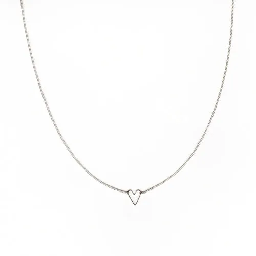 Jane Hollinger Teenie Sterling Silver Heart 16" Necklace