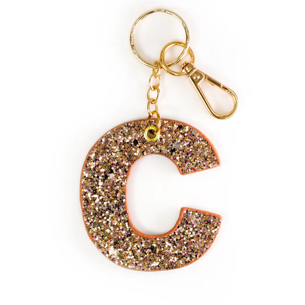 Kendall Glitter Initial Keychain - Final Sale