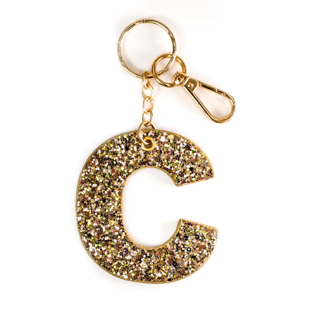 Kendall Glitter Initial Keychain - Final Sale