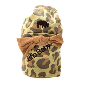 Leopard Baby Swaddle and Hat Set