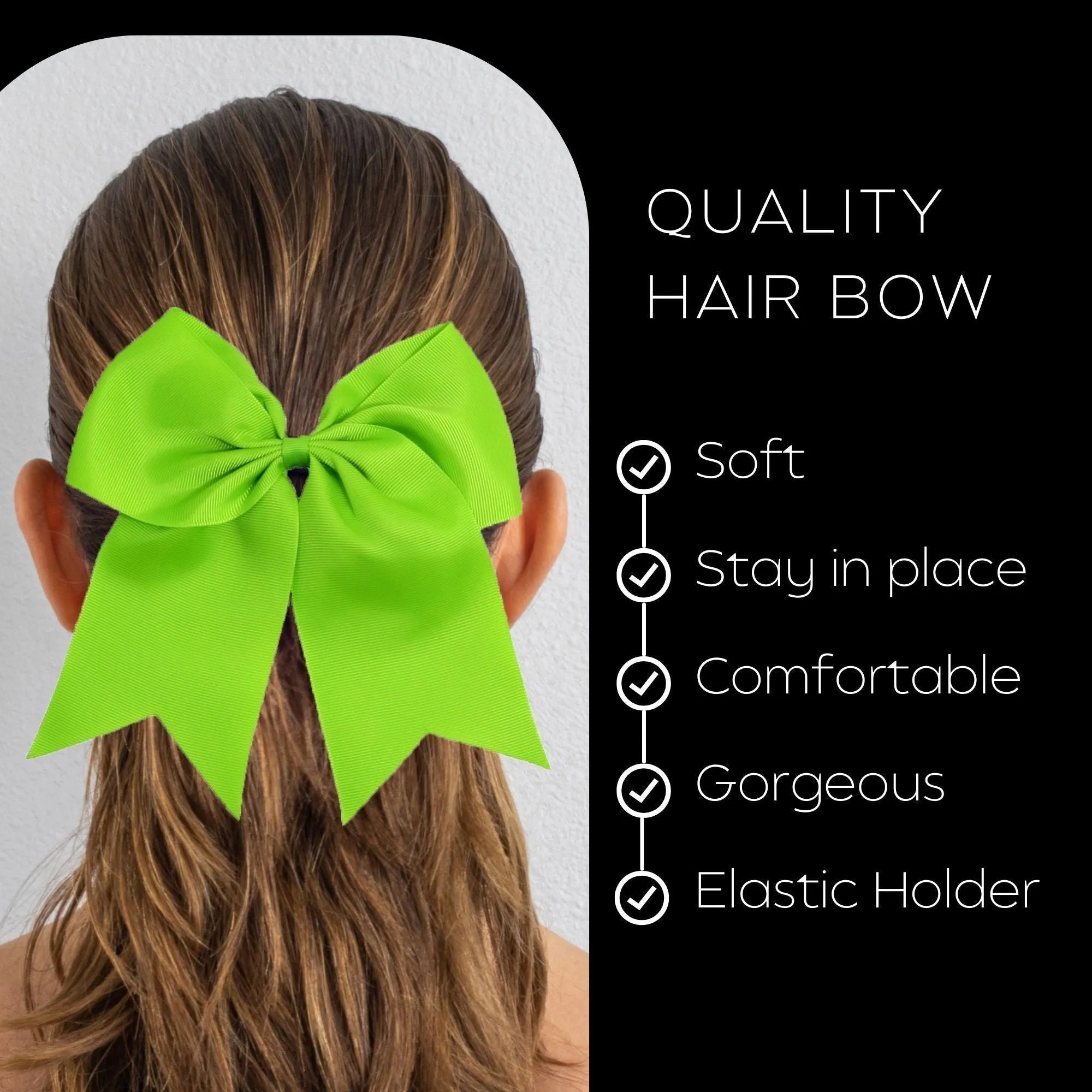 Lime Cheer Bows - 10 Pack