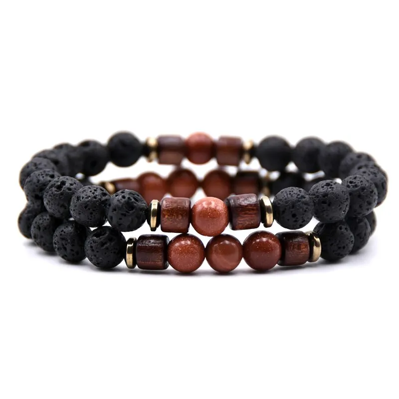 Natural Stone Double Layer Men's Bracelets