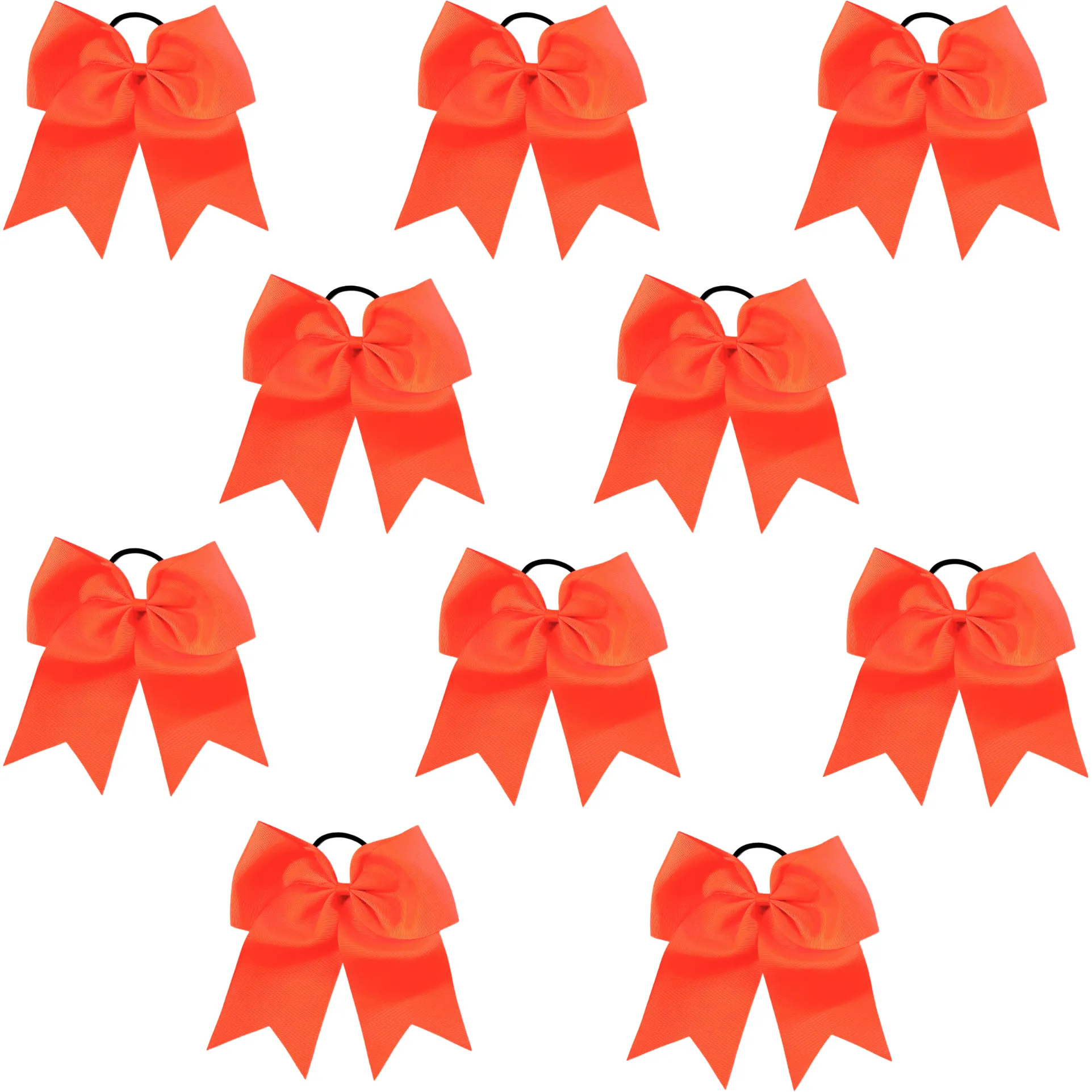 Neon Orange Cheer Bows - 10 Pack