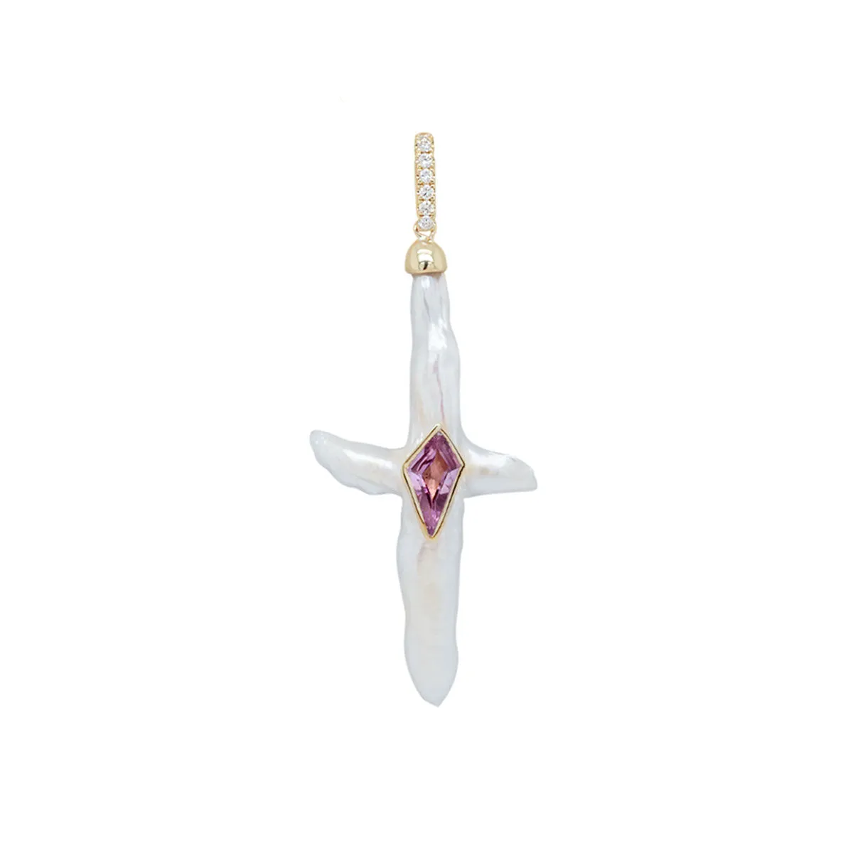 Nexus Pearl Cross Charm |  Lavender Spinel | 0.90GMS 0.87CTW