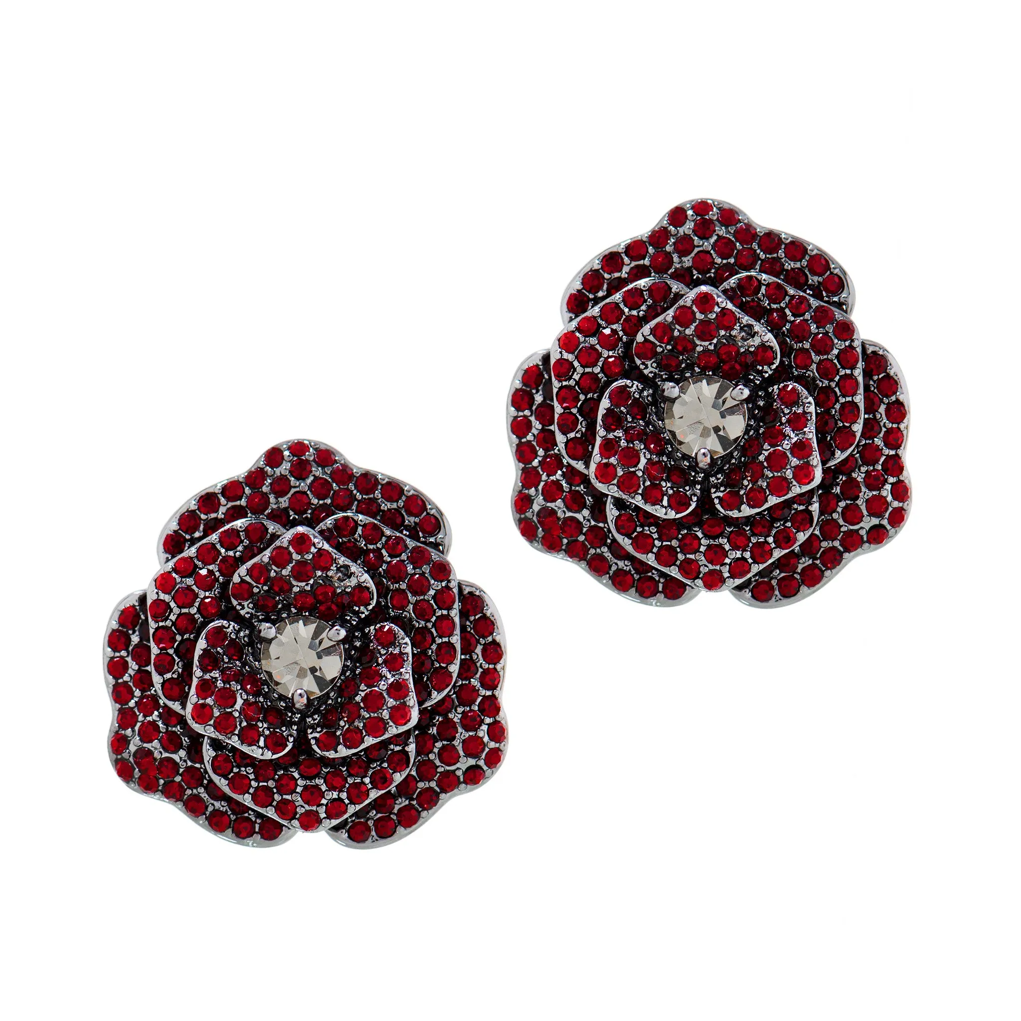 OPULENT ROSE STATEMENT EARRINGS (SIAM)