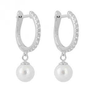 Pearl Pave Hoop Earrings E6234W