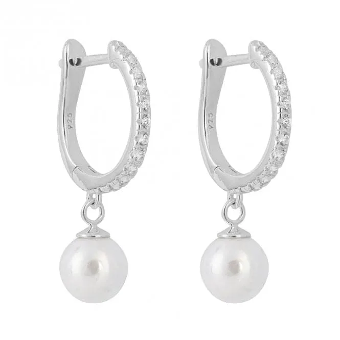 Pearl Pave Hoop Earrings E6234W