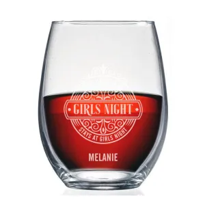 Personalized Girls Night Stemless Wine Glass