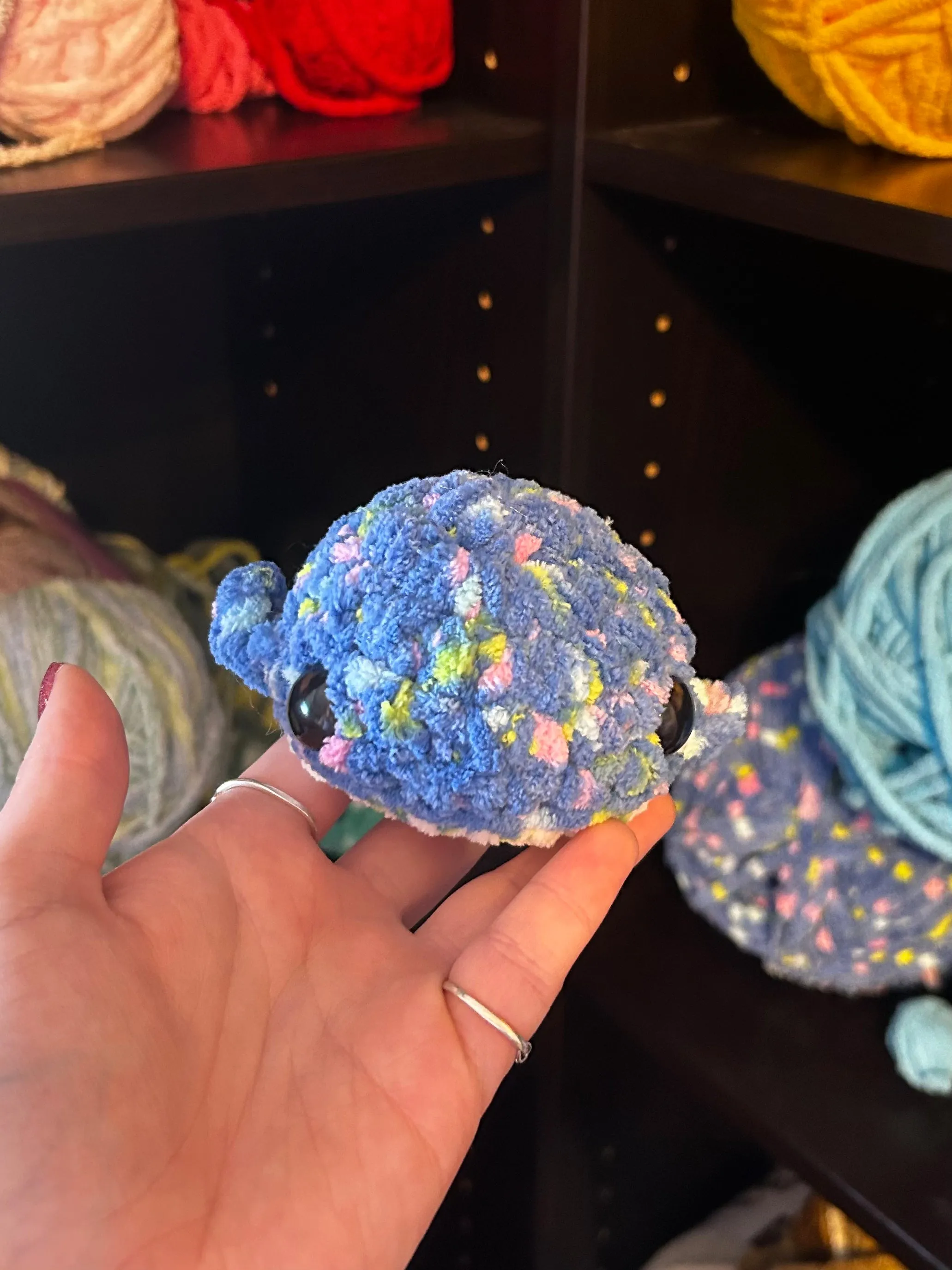 Pocket Whale Crochet Plushie - Blue Confetti