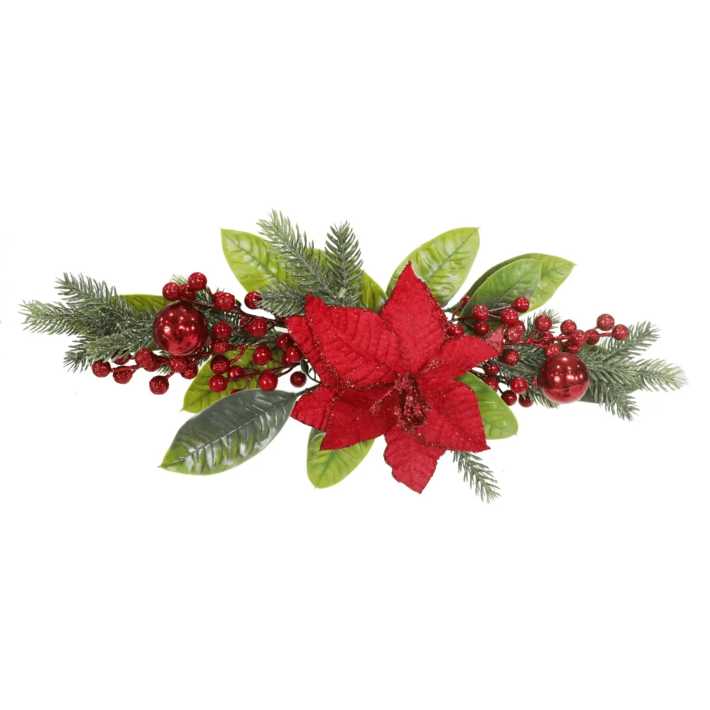 Poinsettia Berry Table Deco Asst