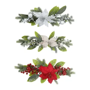 Poinsettia Berry Table Deco Asst