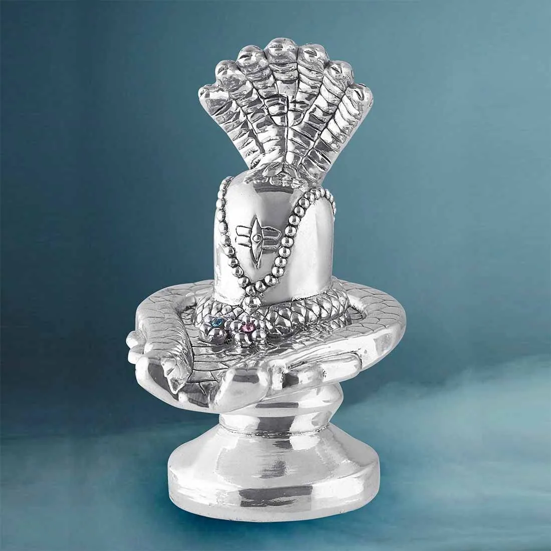 PRD CARATCAFE Lord Shiva Lingam Idol Pure Silver 999 Statue,BIS Hallmark Certified, Shivling for Puja Temple Good Luck Gift & Home Decor ( NET WT 25-30 Grams) [2.5 x 3 Inches]