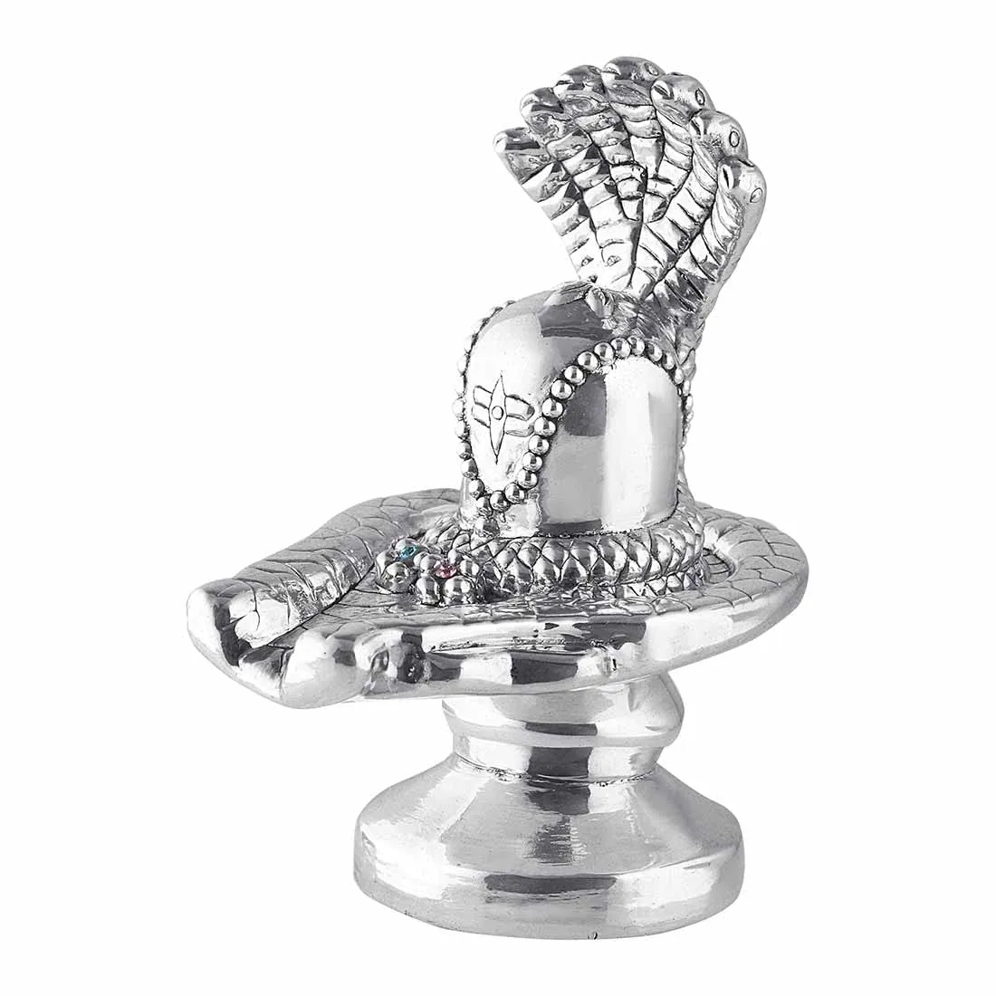 PRD CARATCAFE Lord Shiva Lingam Idol Pure Silver 999 Statue,BIS Hallmark Certified, Shivling for Puja Temple Good Luck Gift & Home Decor ( NET WT 25-30 Grams) [2.5 x 3 Inches]